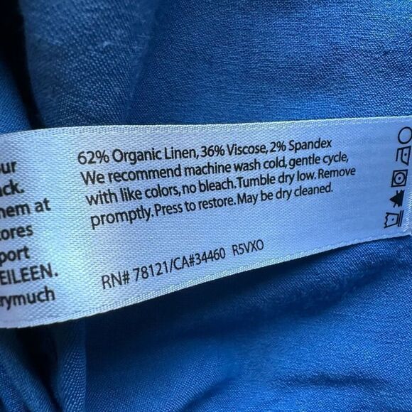 Eileen Fisher Blue Zip Blazer‎ Size M Organic Linen Blend Italian Fabric - Picture 8 of 8